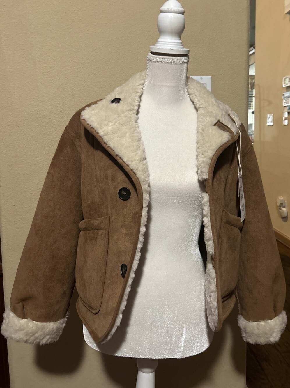 NEW ZARA WOMAN NWT REVERSIBLE DOUBLE-FACED JACKET CAMEL XS Extra Small